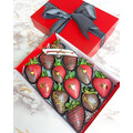 12pcs Black Red & Gold Leaf Chocolate Strawberries Gift Box